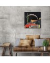 Wall art painting - Red car in front of a house Lili Chartrand | FEEBY