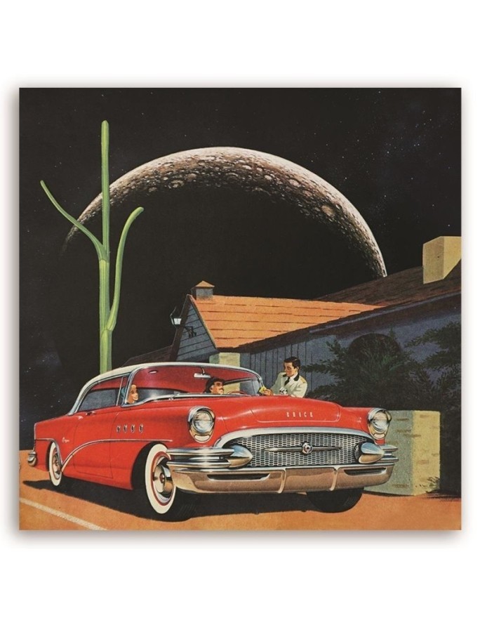 Wall art painting - Red car in front of a house Lili Chartrand | FEEBY