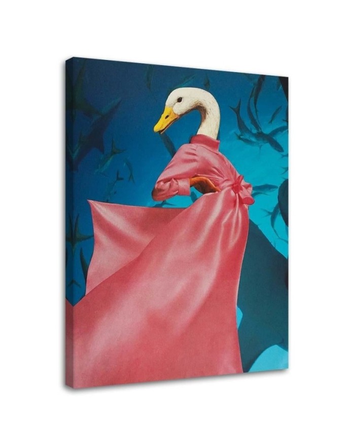 Canvas print Duck in a pink...