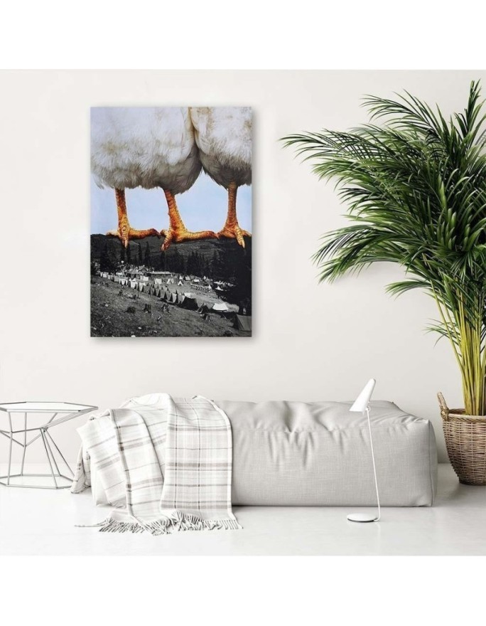 Living room painting - Hens standing on mountains Lili Chartrand | FEEBY