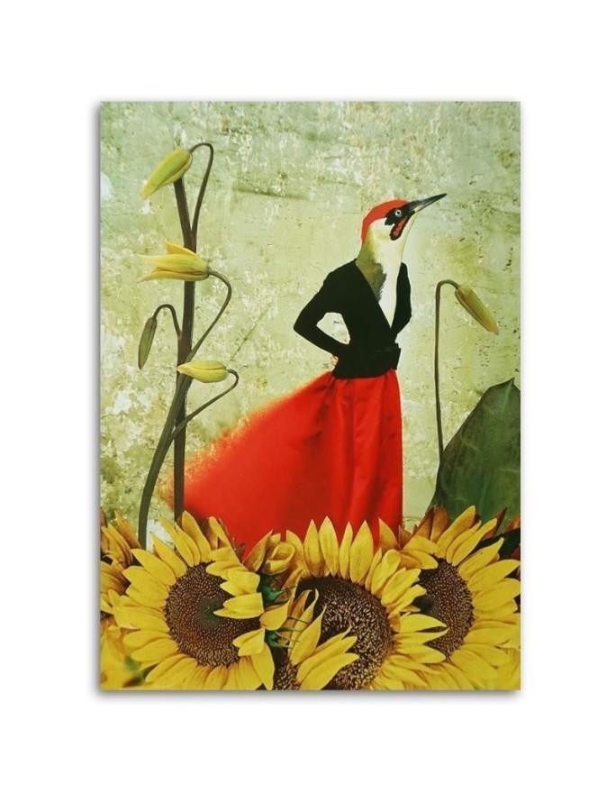 Surrealist Canvas painting - Bird in red skirt Lili Chartrand | FEEBY