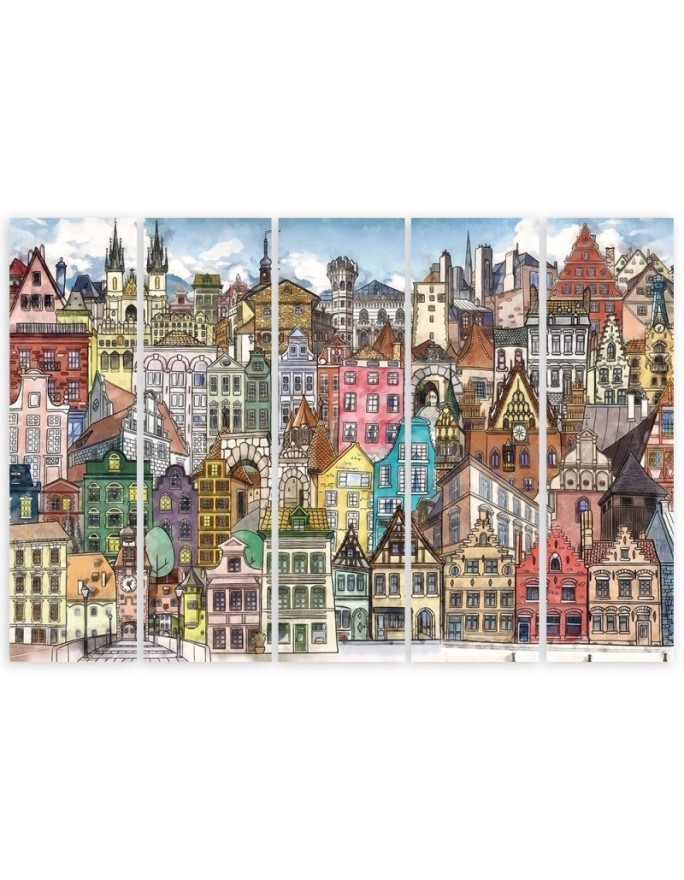 Canvas print for children's room 5-part - Merry city | FEEBY