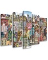 Canvas print for children's room 5-part - Merry city | FEEBY