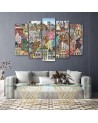 Canvas print for children's room 5-part - Merry city | FEEBY