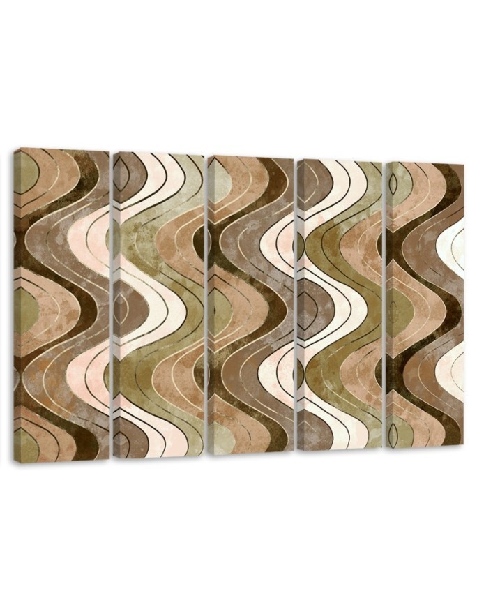 Canvas print idea five parts - Vertical wavy lines | FEEBY