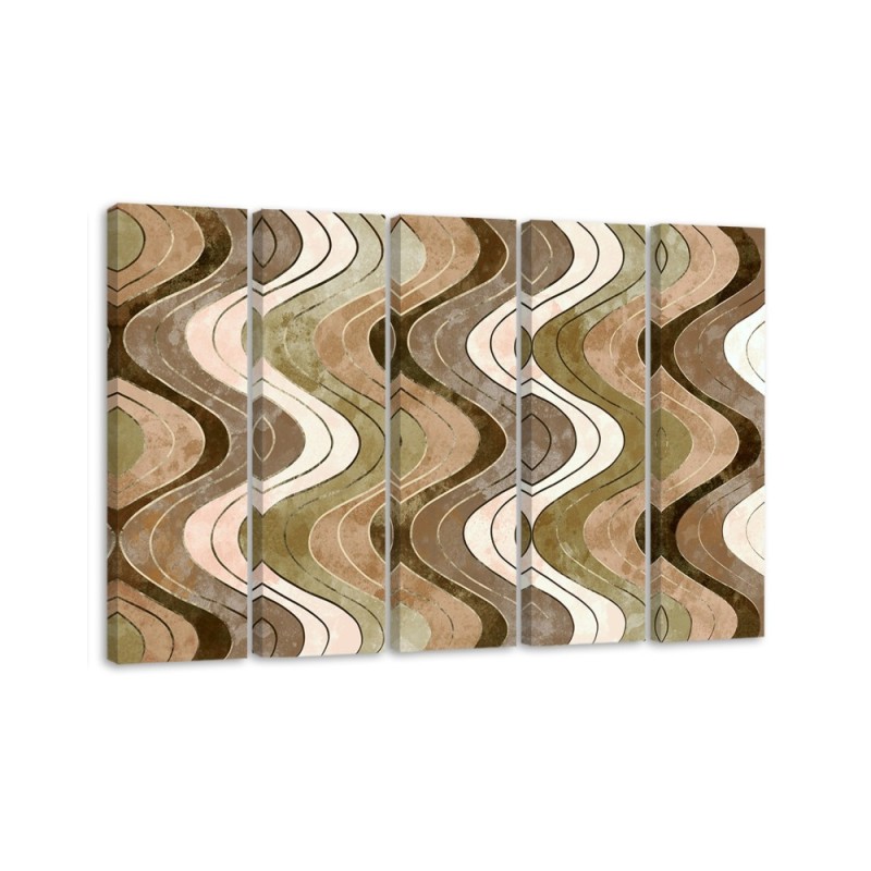 Canvas print idea five parts - Vertical wavy lines | FEEBY