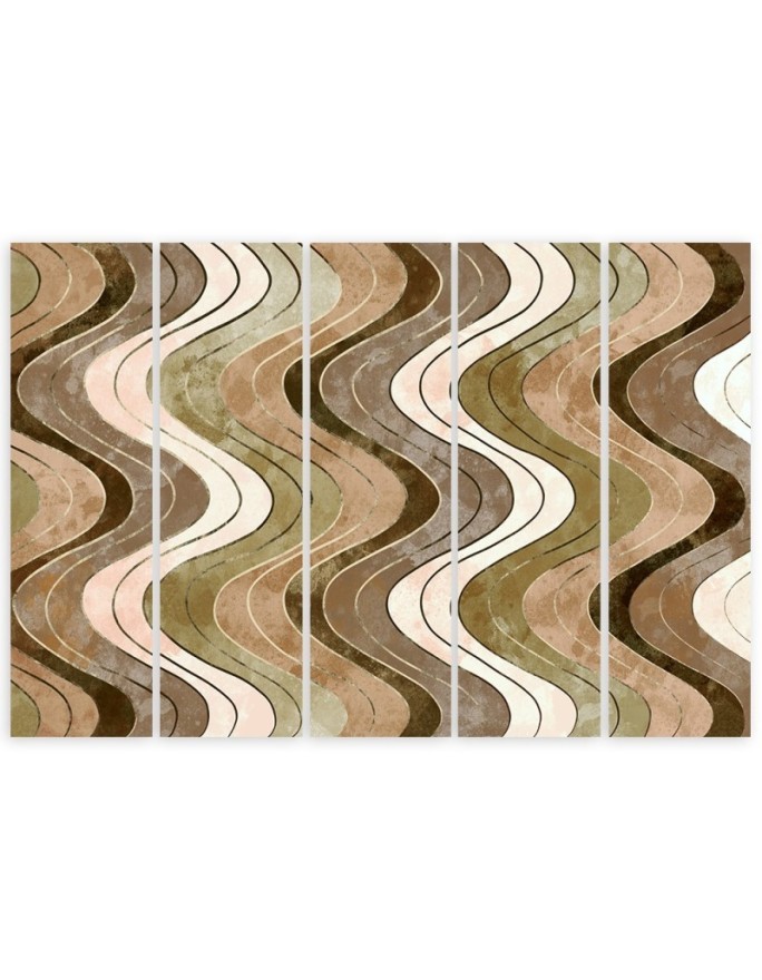 Canvas print idea five parts - Vertical wavy lines | FEEBY