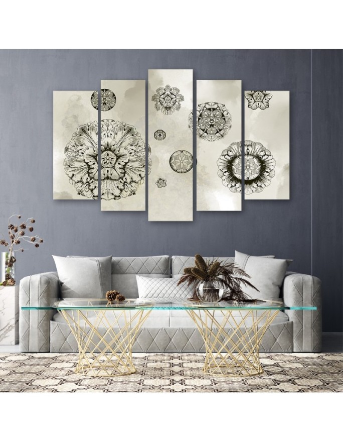 Wall art painting for living room - Floral geometric shapes | FEEBY