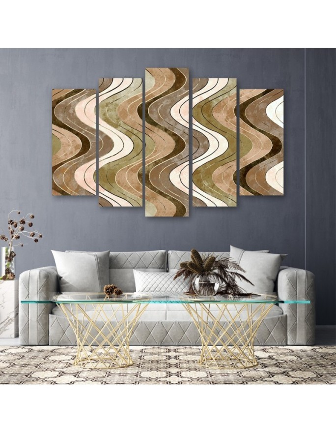 Five-part picture for living room - Vertical wavy lines | FEEBY