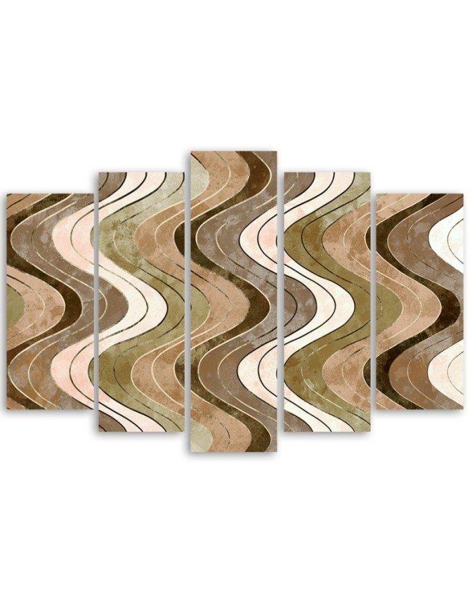 Five-part picture for living room - Vertical wavy lines | FEEBY