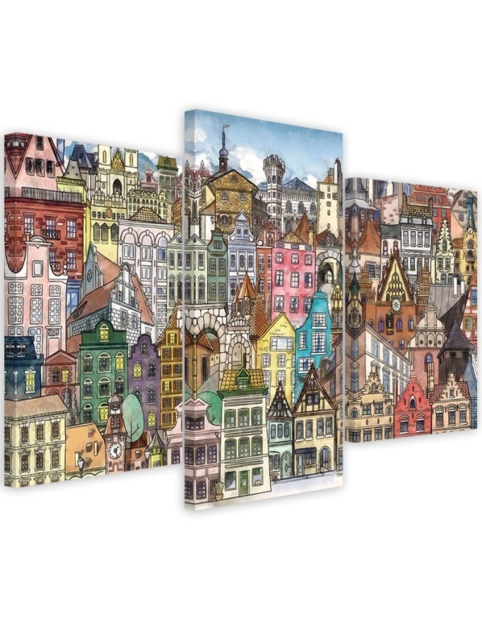 Children's triptych - Colourful city | FEEBY