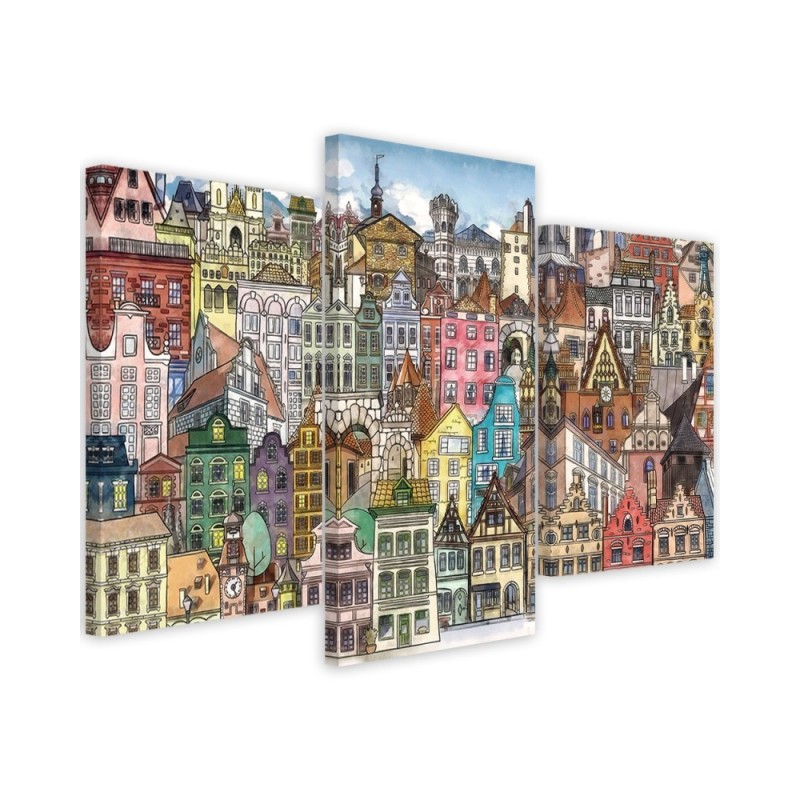 Children's triptych - Colourful city | FEEBY