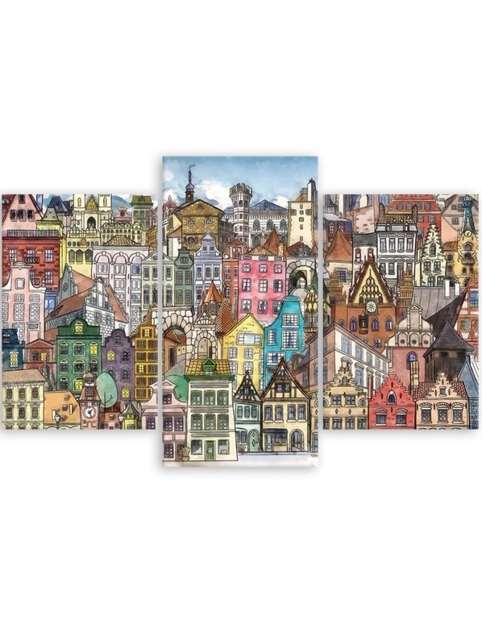 Children's triptych - Colourful city | FEEBY