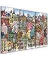 Children's triptych painting - Colourful town | FEEBY