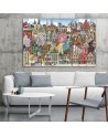 Children's triptych painting - Colourful town | FEEBY