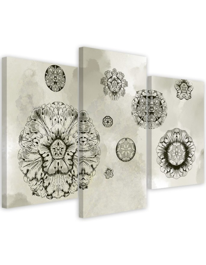 Triptych - Floral geometric shapes | FEEBY