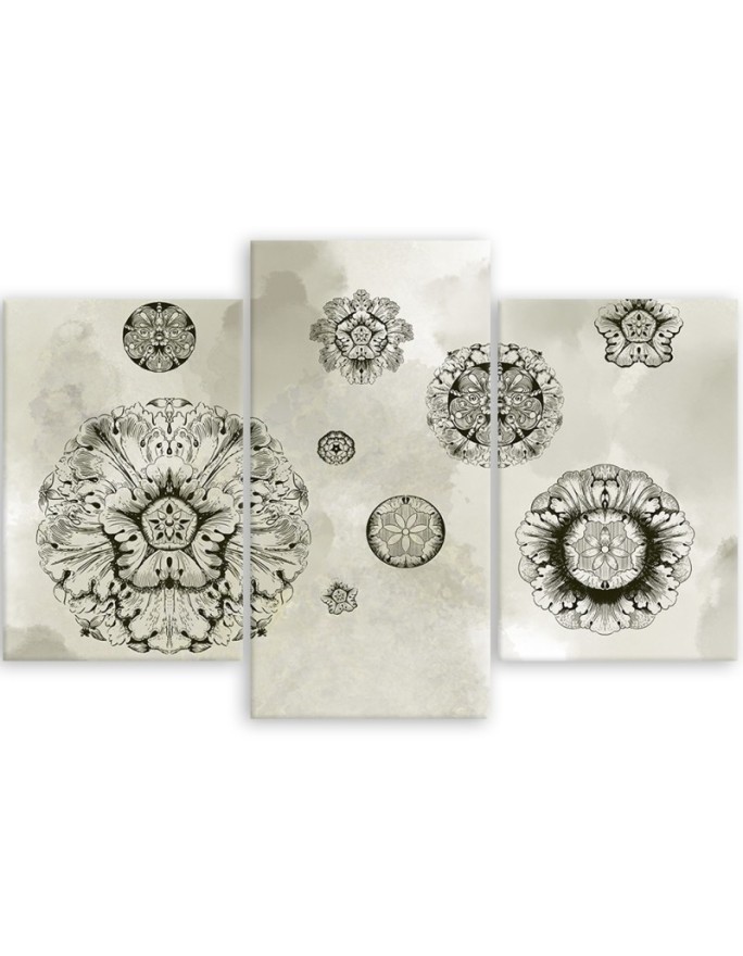 Triptych - Floral geometric shapes | FEEBY