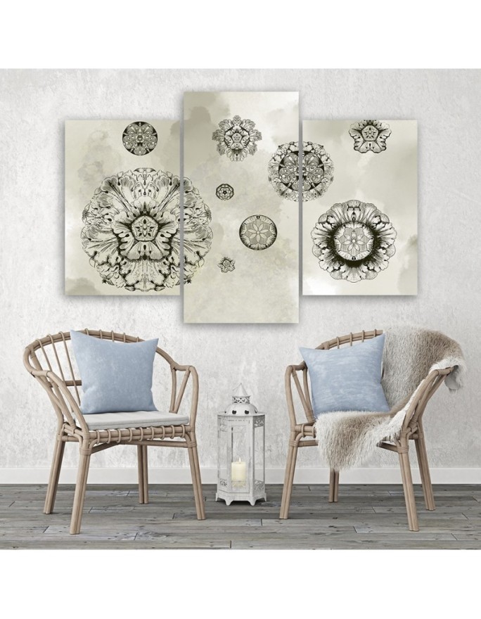 Triptych - Floral geometric shapes | FEEBY