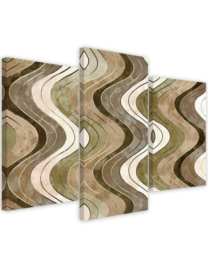 Triptych wall painting - Vertical wavy lines | FEEBY