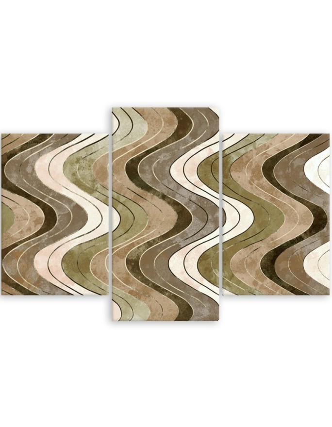Triptych wall painting - Vertical wavy lines | FEEBY