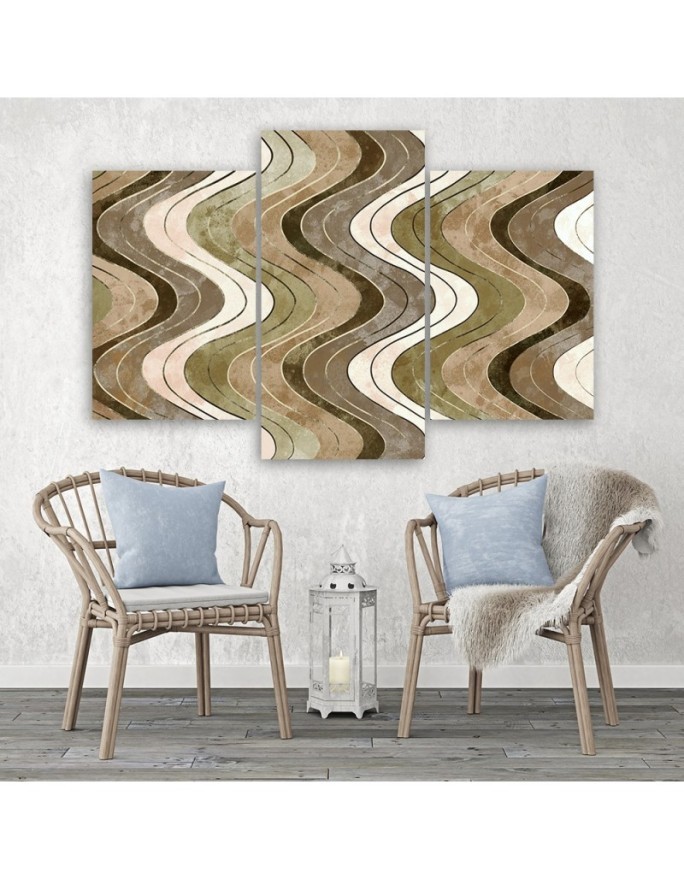 Triptych wall painting - Vertical wavy lines | FEEBY