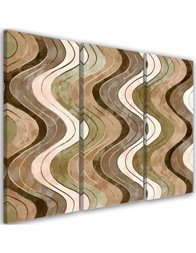 Triptych canvas painting - Vertical wavy lines | FEEBY