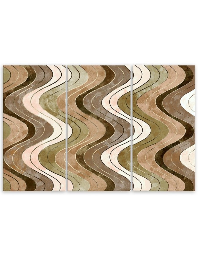 Triptych canvas painting - Vertical wavy lines | FEEBY
