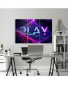 Canvas print for teenager triptych - Play lettering abstract | FEEBY