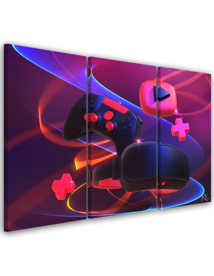 Canvas print for teenager room triptych - Player set | FEEBY