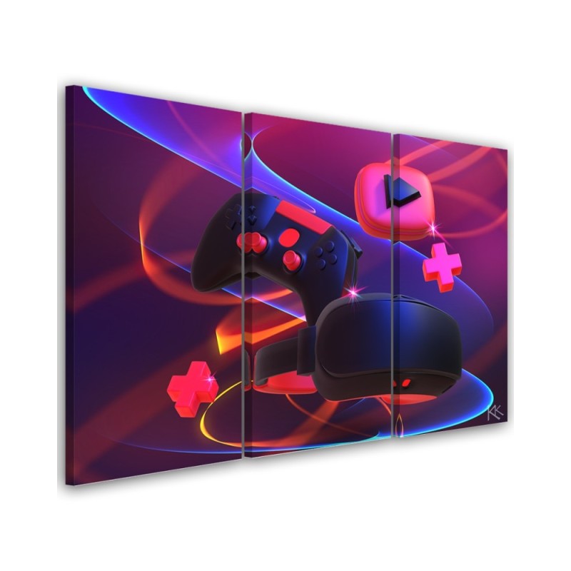 Canvas print for teenager room triptych - Player set | FEEBY