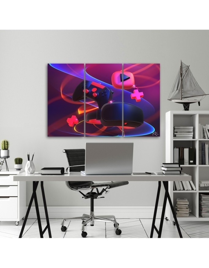 Canvas print for teenager room triptych - Player set | FEEBY