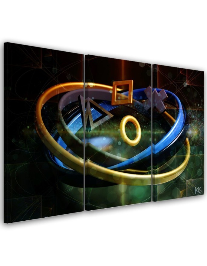 Canvas print for a gamer's room triptych - Buttons for a controller | FEEBY