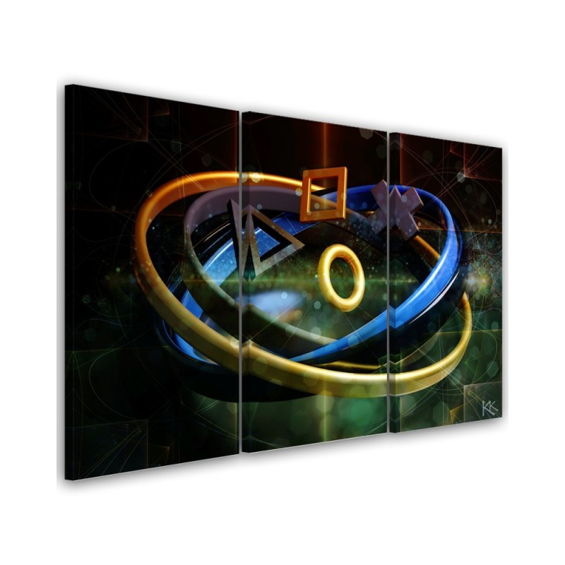Canvas print for a gamer's room triptych - Buttons for a controller | FEEBY