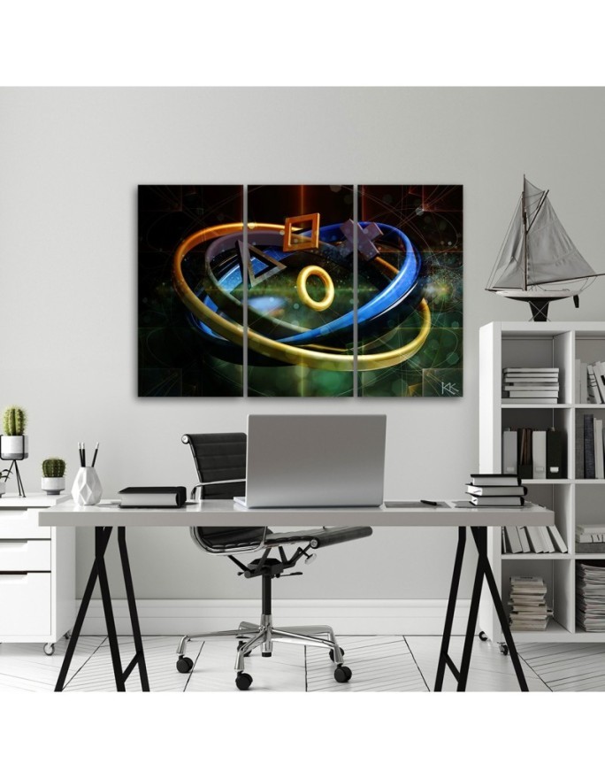 Canvas print for a gamer's room triptych - Buttons for a controller | FEEBY