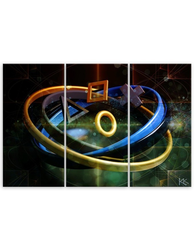 Canvas print for a gamer's room triptych - Buttons for a controller | FEEBY