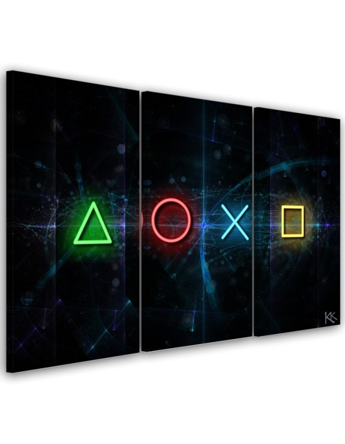 Canvas print triptychs for gamers room - Controller buttons | FEEBY