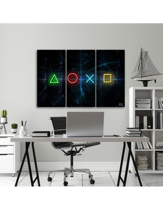 Canvas print triptychs for gamers room - Controller buttons | FEEBY