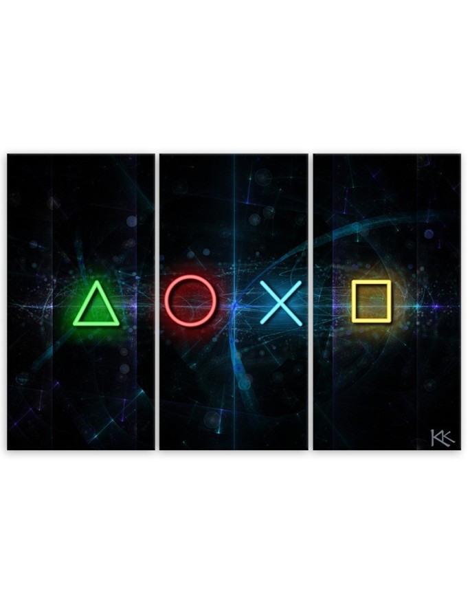 Canvas print triptychs for gamers room - Controller buttons | FEEBY