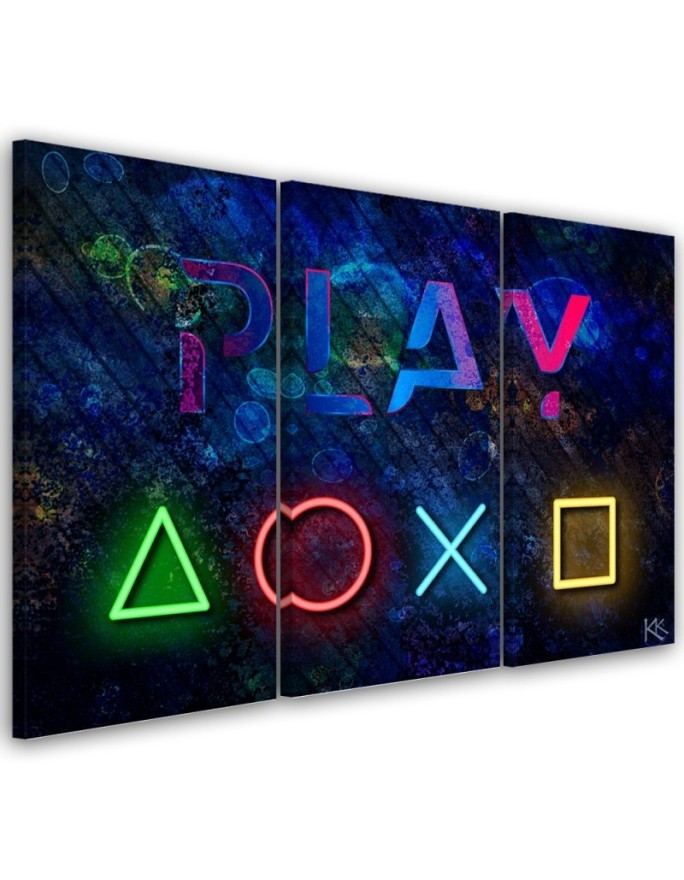 Canvas print for a gamer - Controller buttons and play lettering | FEEBY
