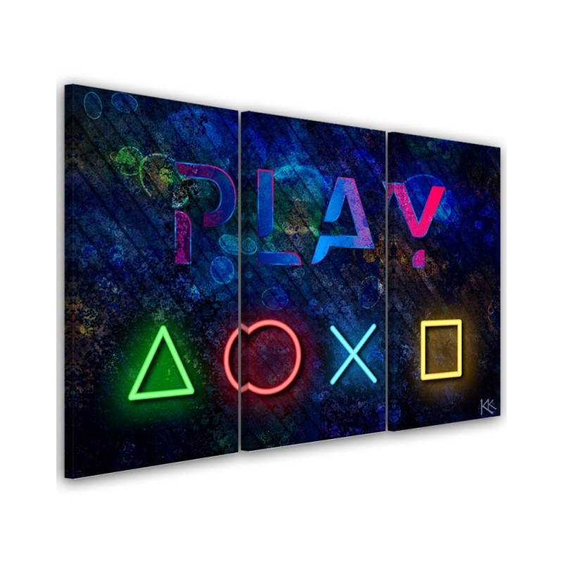 Canvas print for a gamer - Controller buttons and play lettering | FEEBY