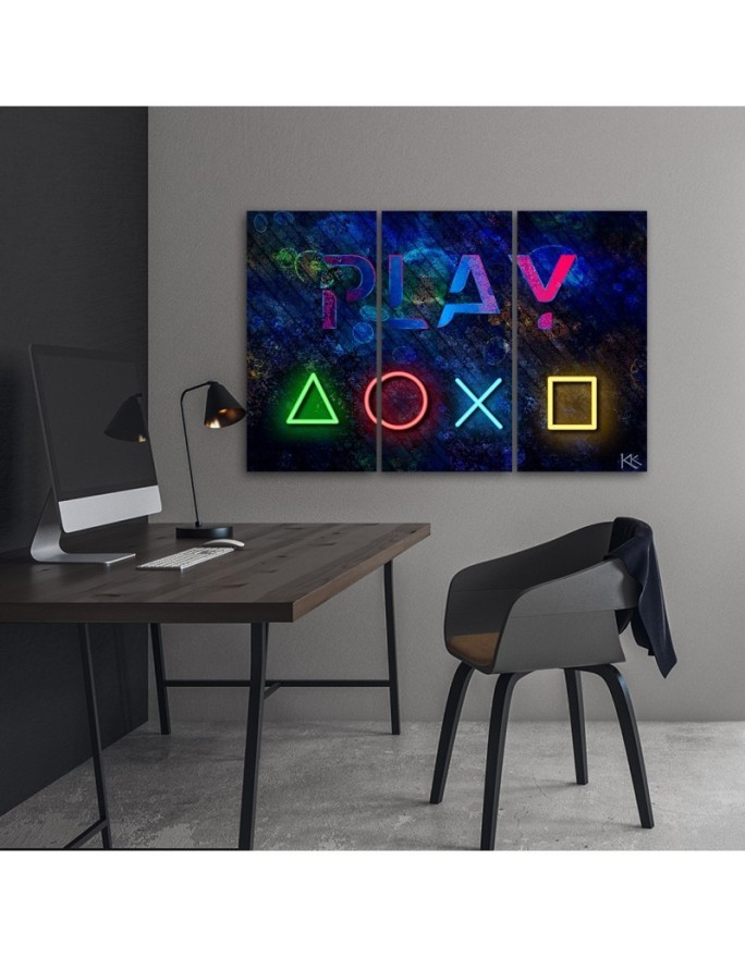 Canvas print for a gamer - Controller buttons and play lettering | FEEBY