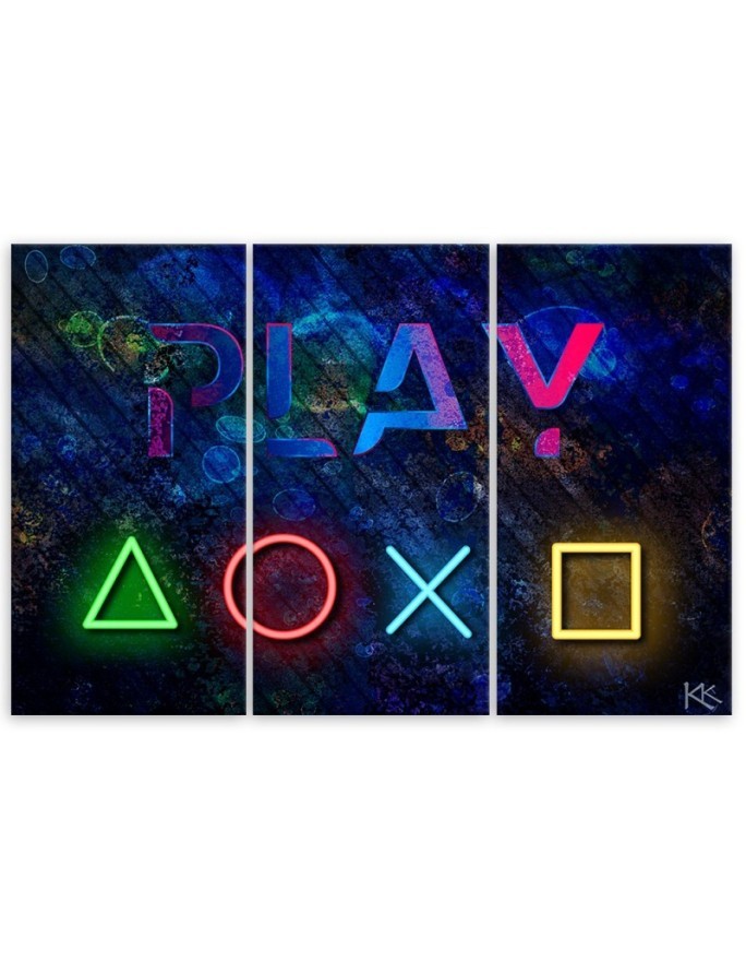Canvas print for a gamer - Controller buttons and play lettering | FEEBY