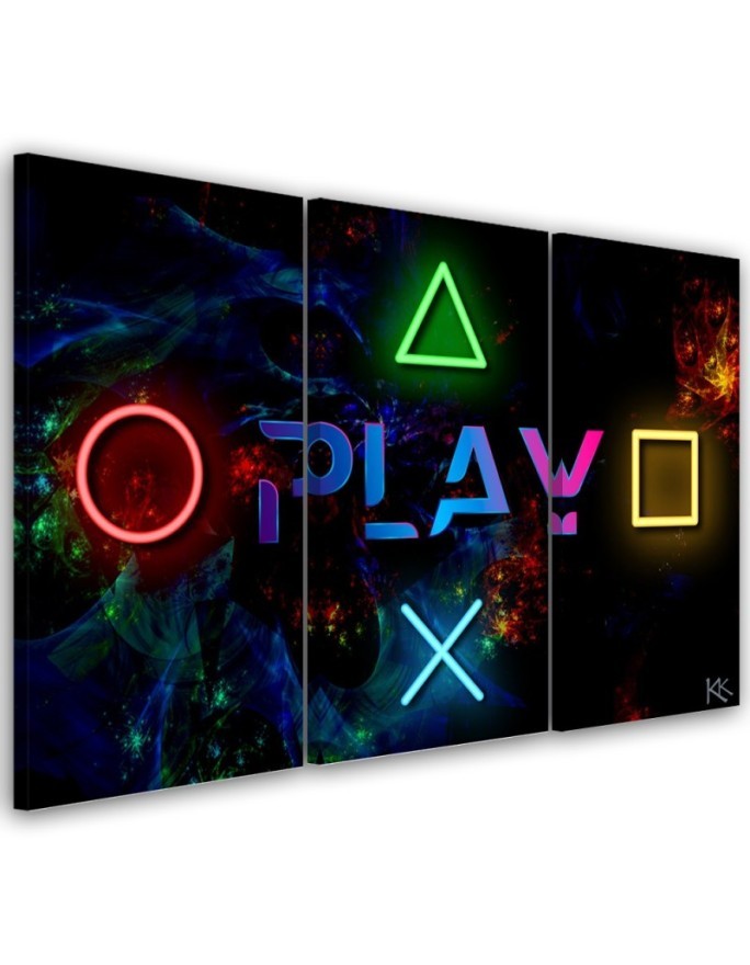 Canvas print for a teenager - Play lettering and controller buttons | FEEBY