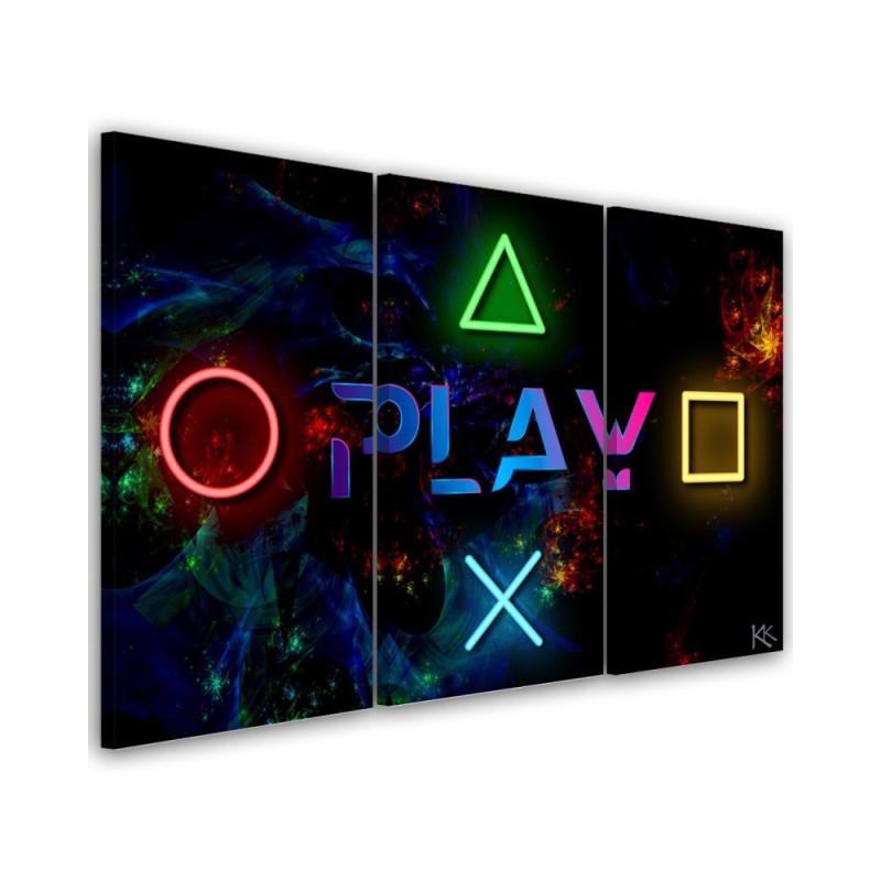 Canvas print for a teenager - Play lettering and controller buttons | FEEBY