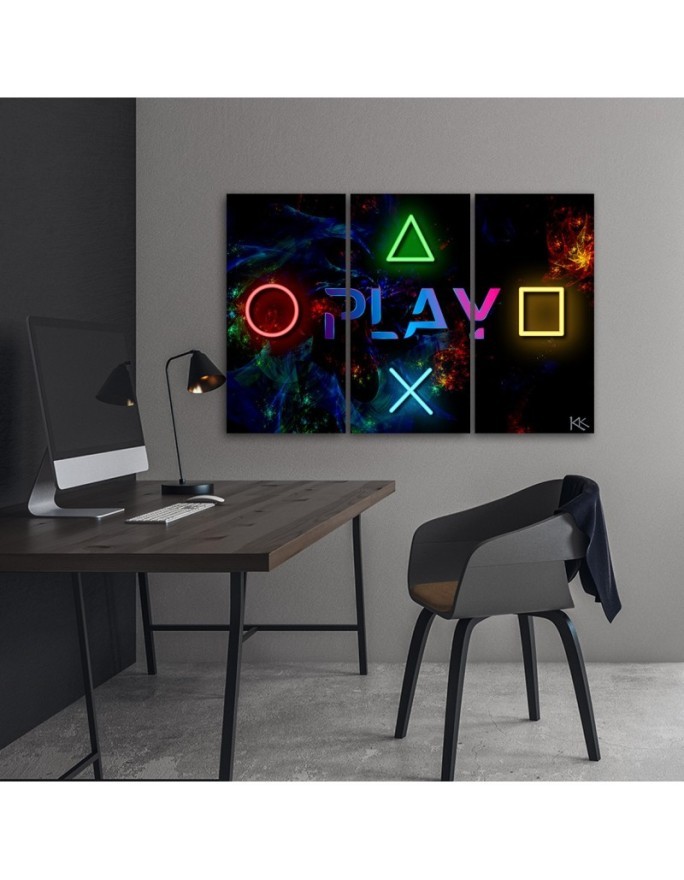 Canvas print for a teenager - Play lettering and controller buttons | FEEBY