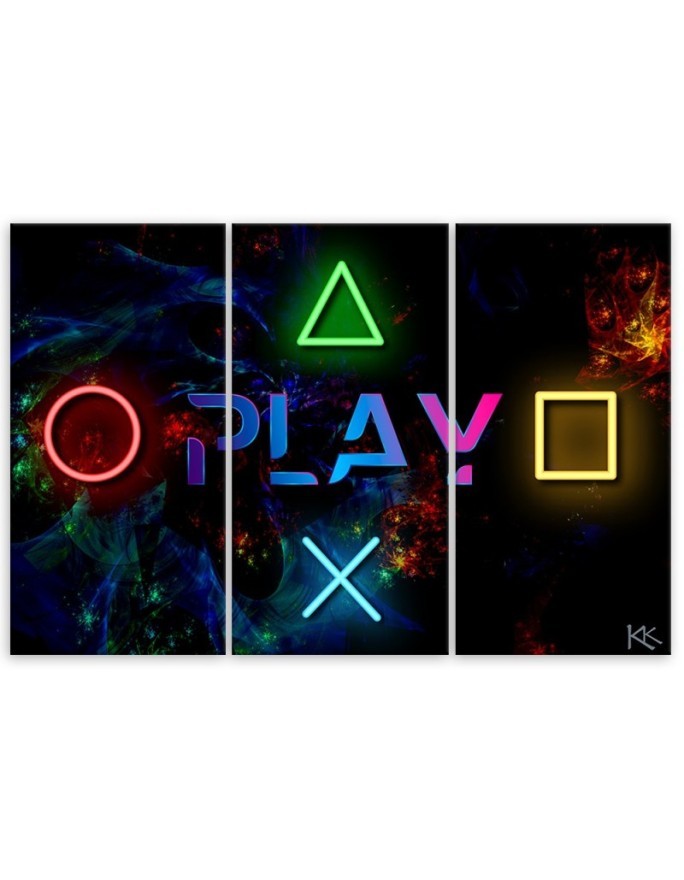 Canvas print for a teenager - Play lettering and controller buttons | FEEBY