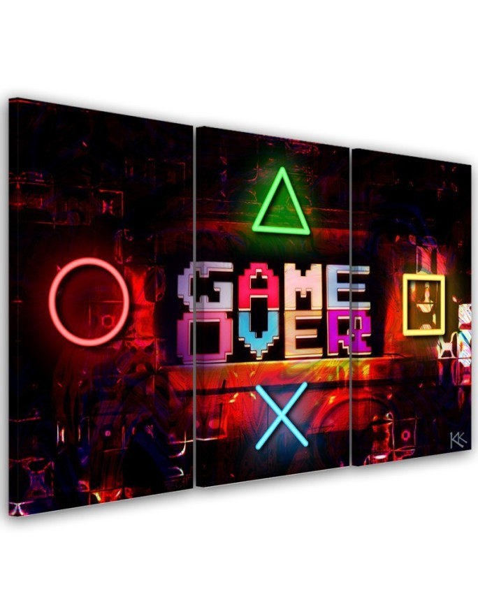 Wall picture triptych - Game Over lettering for a gamer | FEEBY