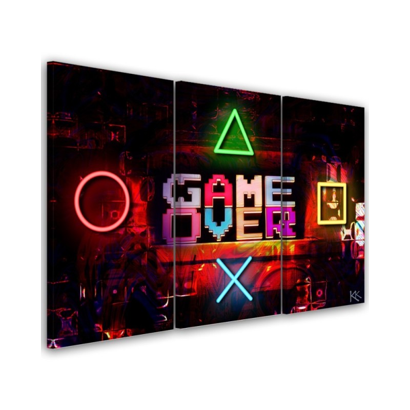 Wall picture triptych - Game Over lettering for a gamer | FEEBY