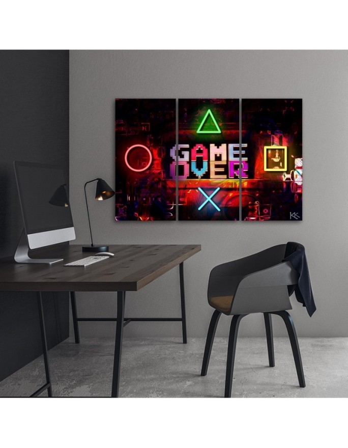 Wall picture triptych - Game Over lettering for a gamer | FEEBY
