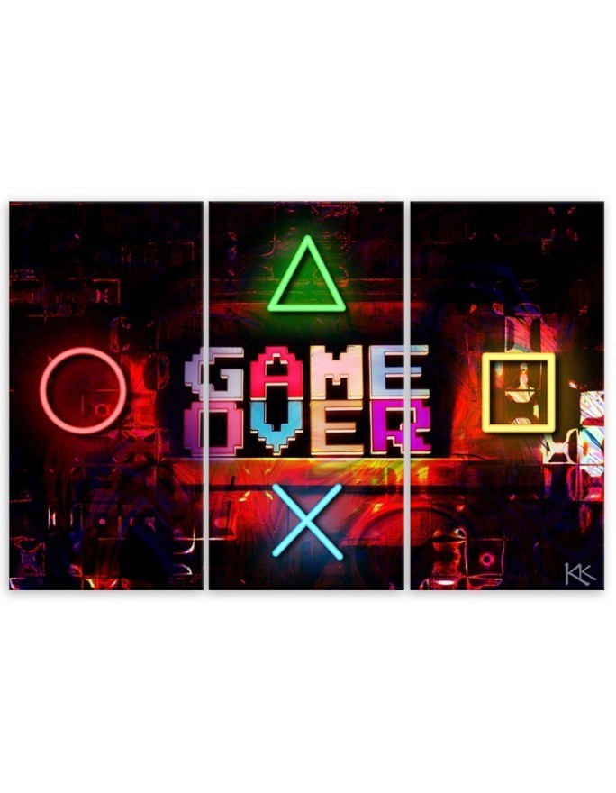 Wall picture triptych - Game Over lettering for a gamer | FEEBY